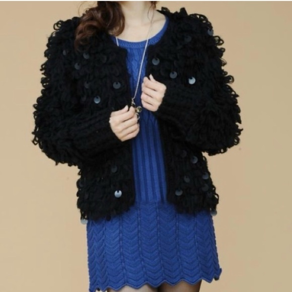 Light pink very warm sequined knit jacket - Picture 7 of 8